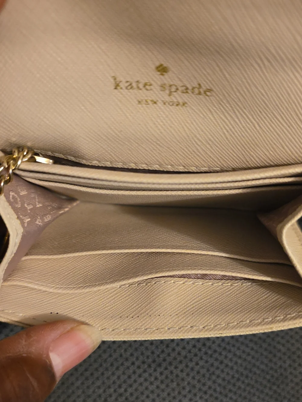 Kate Spade New York Cream Leather Small Crossbody Wallet
